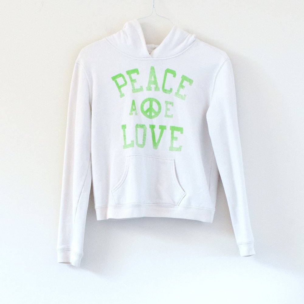 AMERICAN EAGLE White Peace and Love Hoodie | Size M